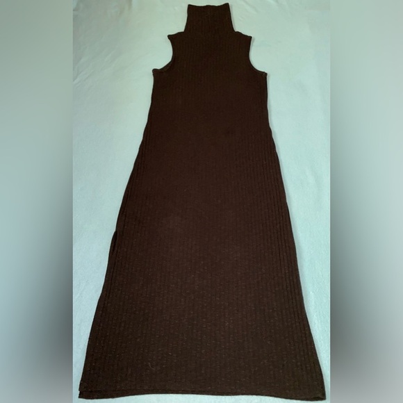 WHO WHAT WEAR rib knit turtleneck sleeveless midi black side slit NEW size S - Picture 4 of 10